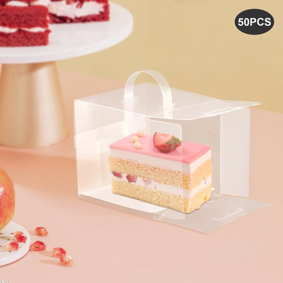 50 Pieces Of Transparent Cake Boxes 3 Inches 11 Tear-Resistant, Wear-Resistant 11*11*11cm for Weddings, Anniversaries, Birthdays