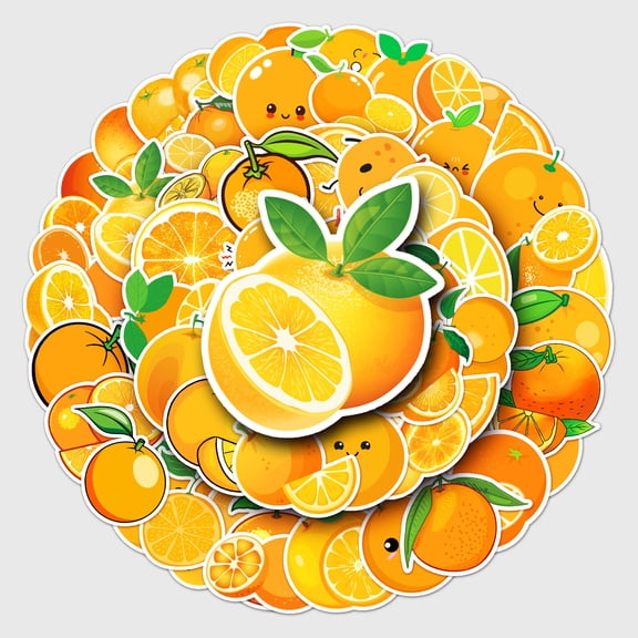 50 Pieces Orange Stickers, Waterproof Vinyl Fruit Decor Decals for Laptop, Phone, Water Bottle, Notebook  Personalized Small Stickers for Adults, Fruit Lovers, Scrapbooking & DIY Crafts