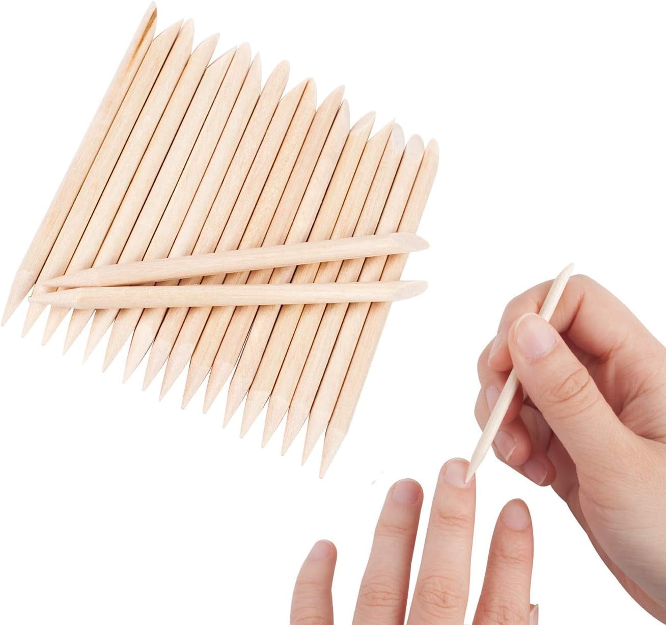 50 Pieces Orange Wood Sticks Nail Art Cuticle Stick for Pusher Remover Manicure Pedicure (50 Pieces)