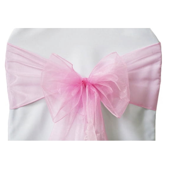 50 Pieces, Organza Chair Sash Approx. 7.5" W x 108" L - Pink
