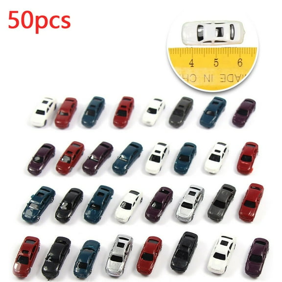 50 Pieces Painted Car Model Construction Model Train Layout HO Scale 1: 1: 220 Model Landscape Accessories Home Decor