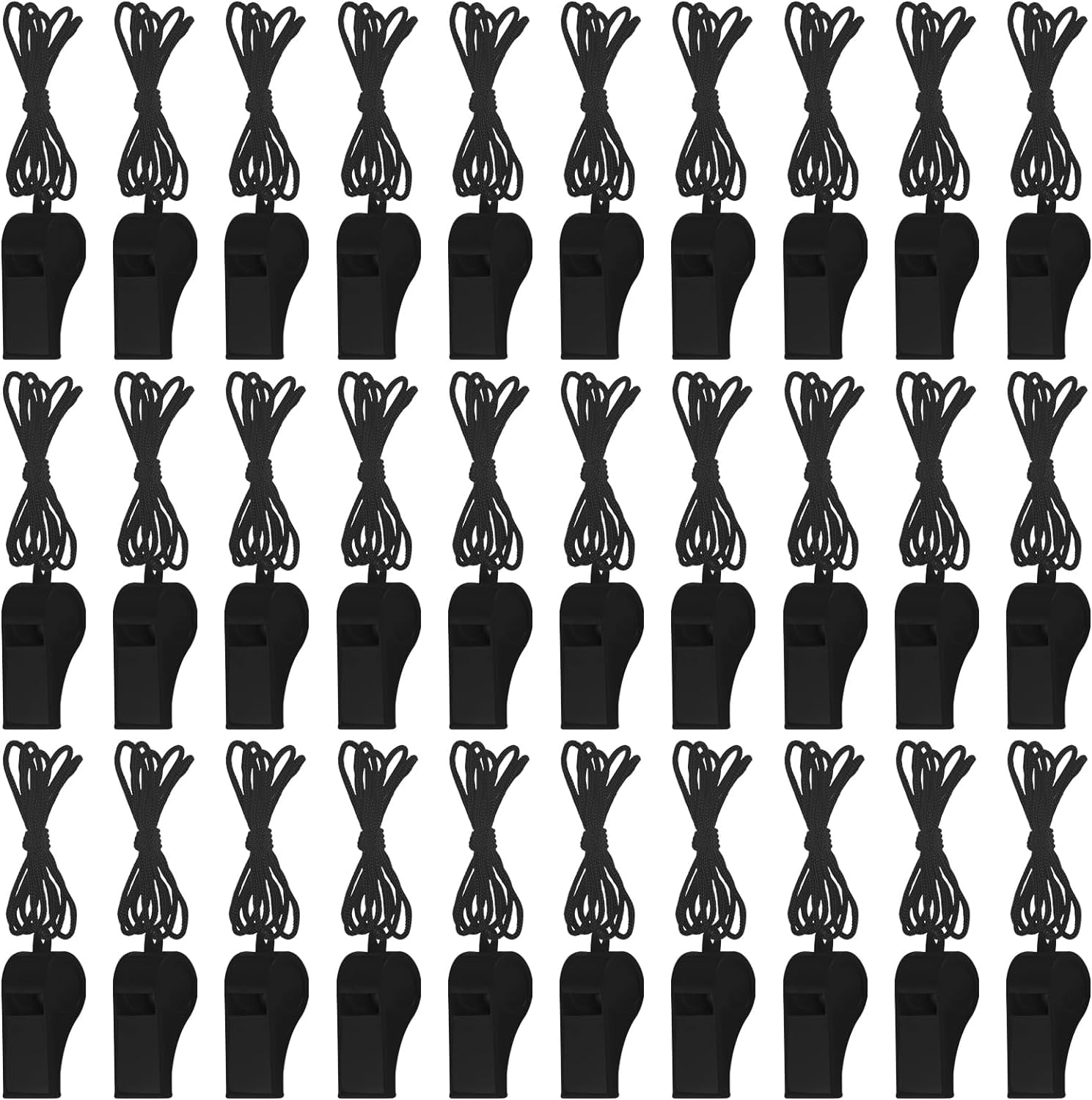 50 Pieces Plastic Whistles with Lanyard Loud Crisp Sound Whistles Bulk for Referee Sports Trainning Outdoor Camping Whistles Christmas Birthday Party Goody Bag Fillers
