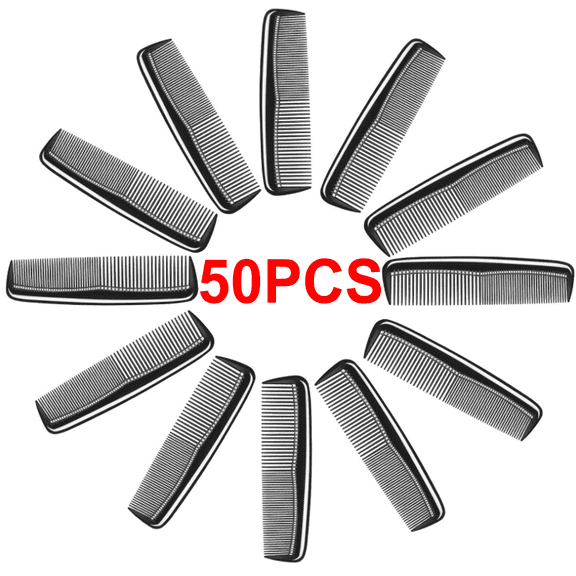 50 Pieces Pocket Hair Combs, 5" Combs for Men & Women, Travel-Friendly, Dual-Density Teeth for Short Hair, Beards, Mustaches & Sideburns (Black)