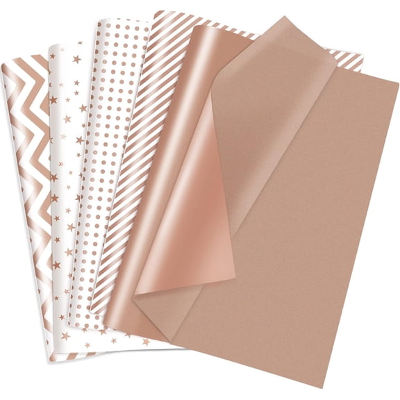 50 Pieces Rose Gold Tissue Paper 20x28inch, Metallic Gift Tissue Paper for Gift Bags, Gift Wrapping & Packaging for Birthday Party Favor Decor DIY Fringes Shredded Fill Confetti