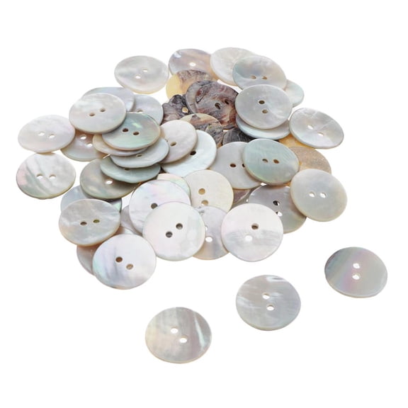 50 Pieces Round Pearl Shells Button Buttons 2 Holes Sewing Craft - Gray, 2cm