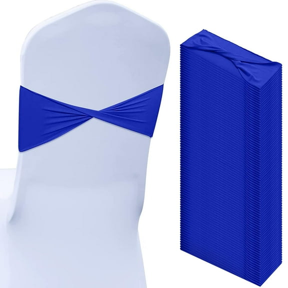 50 Pieces Royal Chair Bands Without Buckle Spandex Chair Sashes Plain Bow Wedding Birthday Decorations Elastic Ties Spandex Slider Sashes for Events Party Ceremony