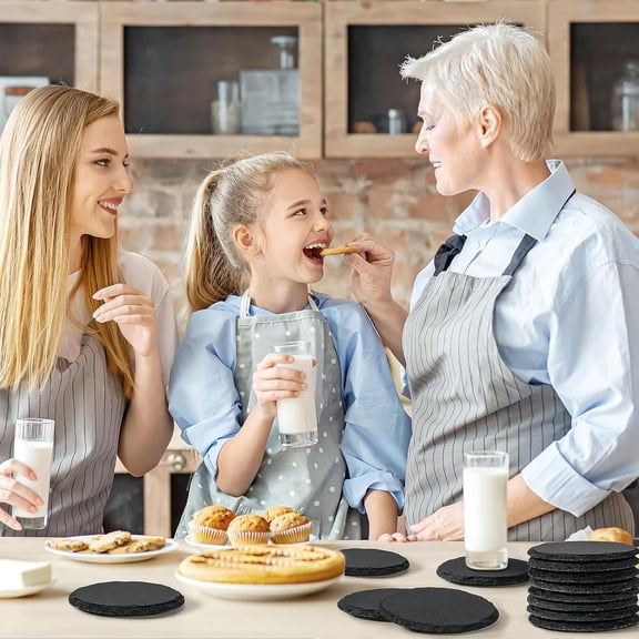 50 Pieces Slate Coasters, 4 Inch Hexagonal Black Stone Bulk for Drinks Hexagon Blank Natural Handmade Rock Coasters for Laser Engraving, Coffee, Wooden Table, Home Decor, Bar, Gifts