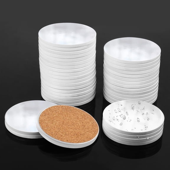 50 Pieces  Square Sublimation Ceramic Coasters, Glazed Ceramic Tiles Coasters with Cork Backing Pads for DIY Crafts, Sublimation