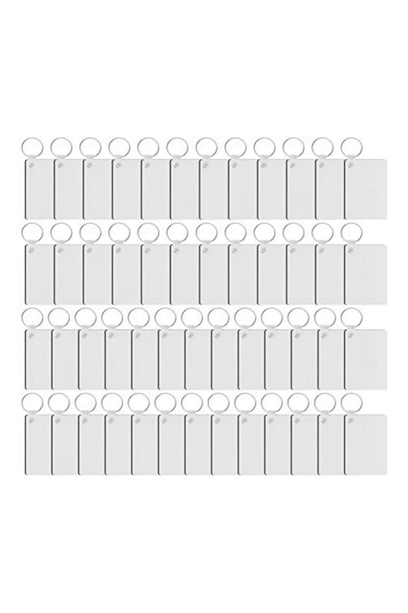 50 Pieces Rectangle Sublimation Keychain Blanks Double Side Heat Transfer Blanks MDF Blank Board Key Rings Blanks
