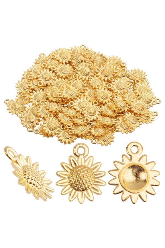 50 Pieces Sunflower Charms Pendant,Sunflower Charm Bead Craft Supplies Pendant Jewelry Findings Alloy Pendant for Jewelry Making Necklace Bracelet