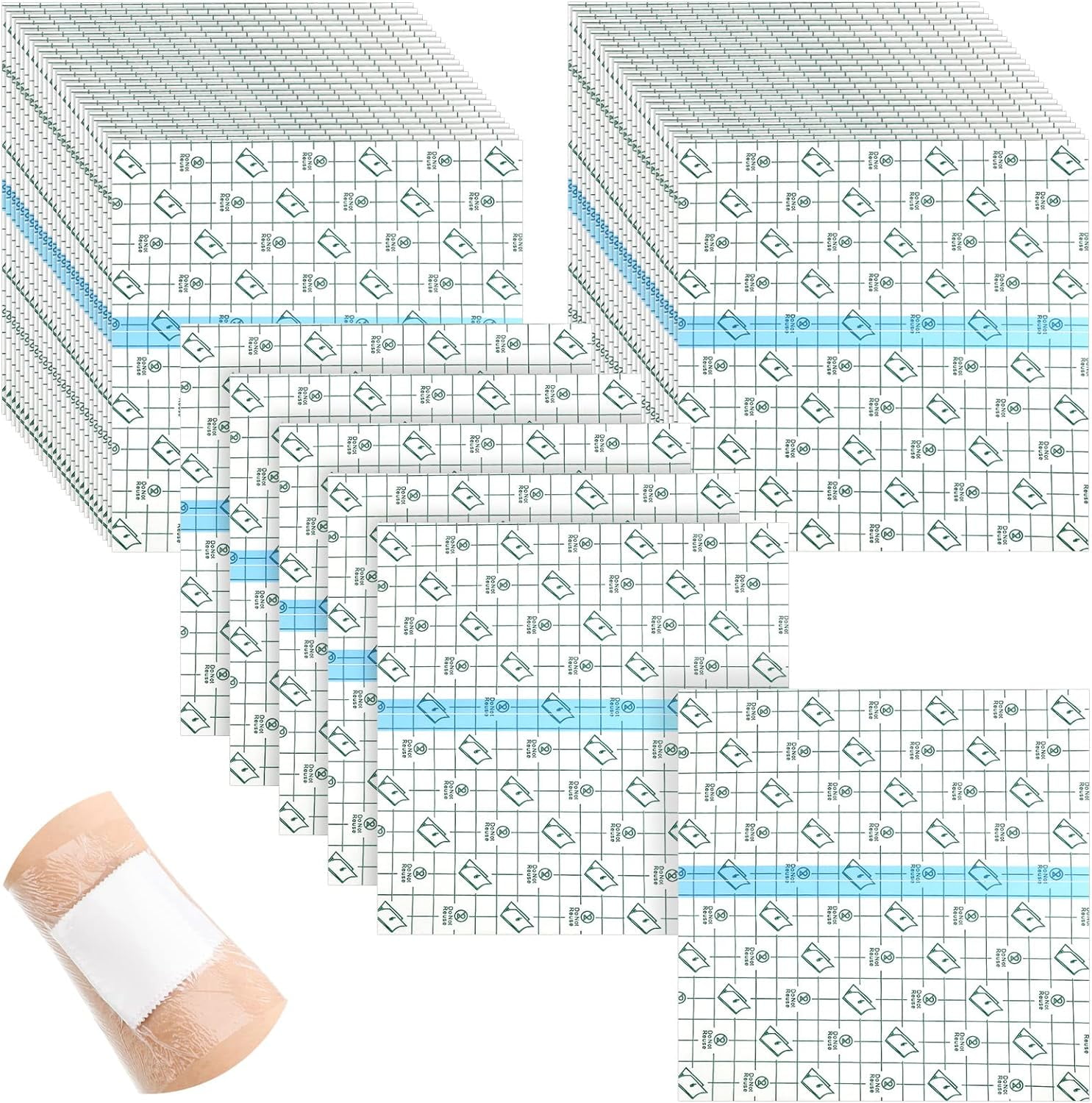 50 Pieces Transparent Clear Adhesive Bandage Stretch Large Waterproof Film Adhesive Bandages Dressing supplies(8 x 10 Inch) 8 x 10 Inch