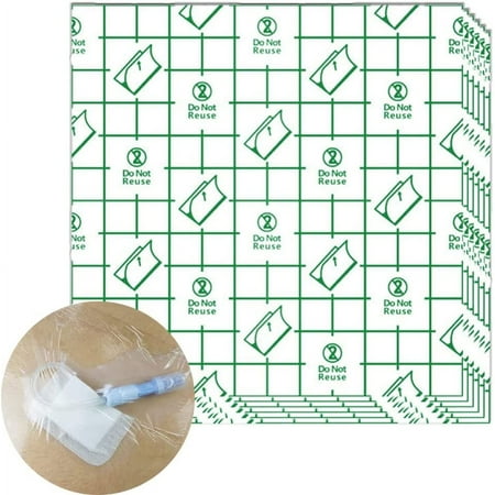 50 Pieces Waterproof Bandages Shower Protection Cover Shields, Patient Transparent Stretch Adhesive Bandages Wound Protector Cover for Showering 8 x 8 Inch (20cm x 20cm)