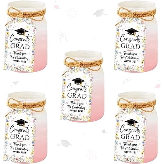 50 Pieces Wildflowers Thank You Favor Tags, Floral Thank You for Celebrating with Us Gift Wrapping, Spring Summer Congrats Grad Theme Party Hanging Labels Class of 2026 Decoration