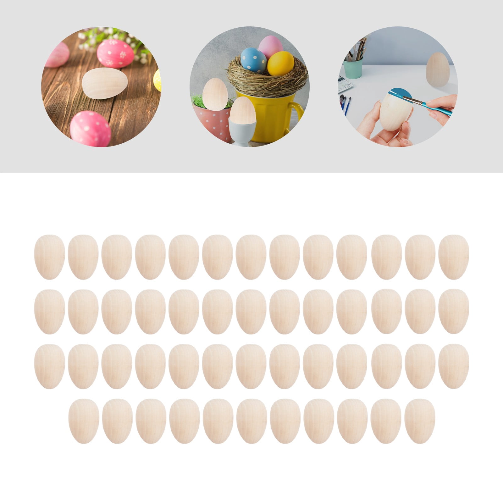50 Pieces Wooden Eggs, DIY Crafts Eggs, Easter Decoration Eggs, Wooden Fake Eggs