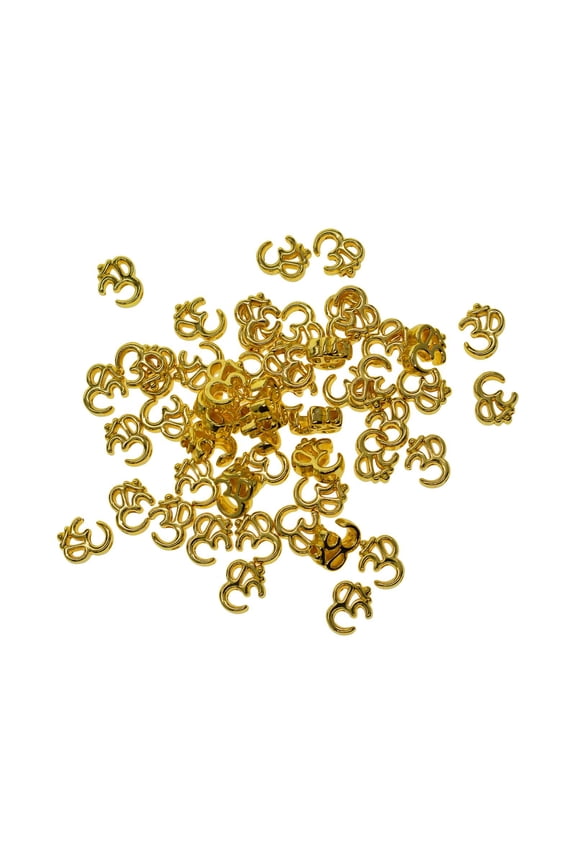 50 Pieces Yoga OM Spacer Beads Jewelry Making Findings DIY Decorative Gold Earrings Lightweight Crafts Loose Beads Charms for Hats Keychain