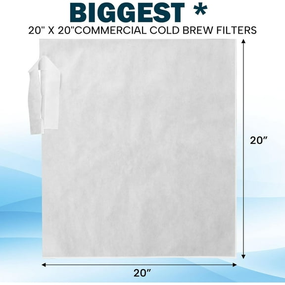 50 Piese Cold Brew Coffee Filters with Drawstring, 20" X 20" Coffee Bags for 5 Gallon Systems