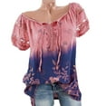 thumbnail image 1 of Up to 50% off Pitauce Women's Summer Tops Casual Floral Print V-Neck Lace Up Shirt Ruffle Lace Hollow Out Short Sleeve Tops Plus Size Loose Tunic Tops Blouses, 1 of 5