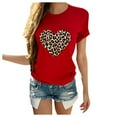 thumbnail image 1 of Up to 50% off Pitauce Women's Valentines Day T-Shirts Heart Leopard Printed Blouses Casual Crewneck Pullover Short Sleeve Summer Tops Soft Comfy Holiday Basic Tee Tops, 1 of 5