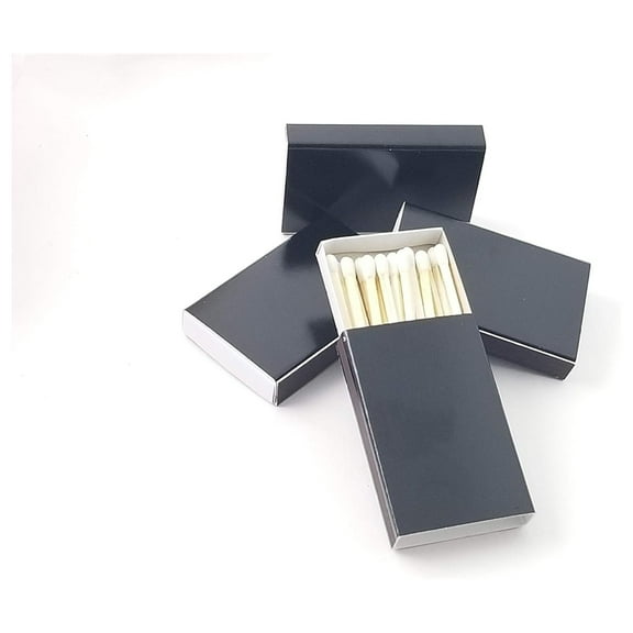 50 Plain BLACK Cover Wooden Matches Box Matches
