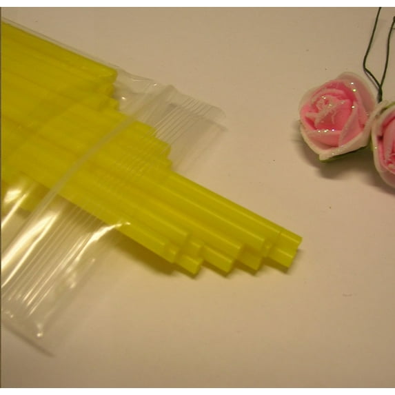 50 Plastic 6"x 5/32" (4mm) Yellow Lollipop Sticks for Cake Pops or Lollipop Candy