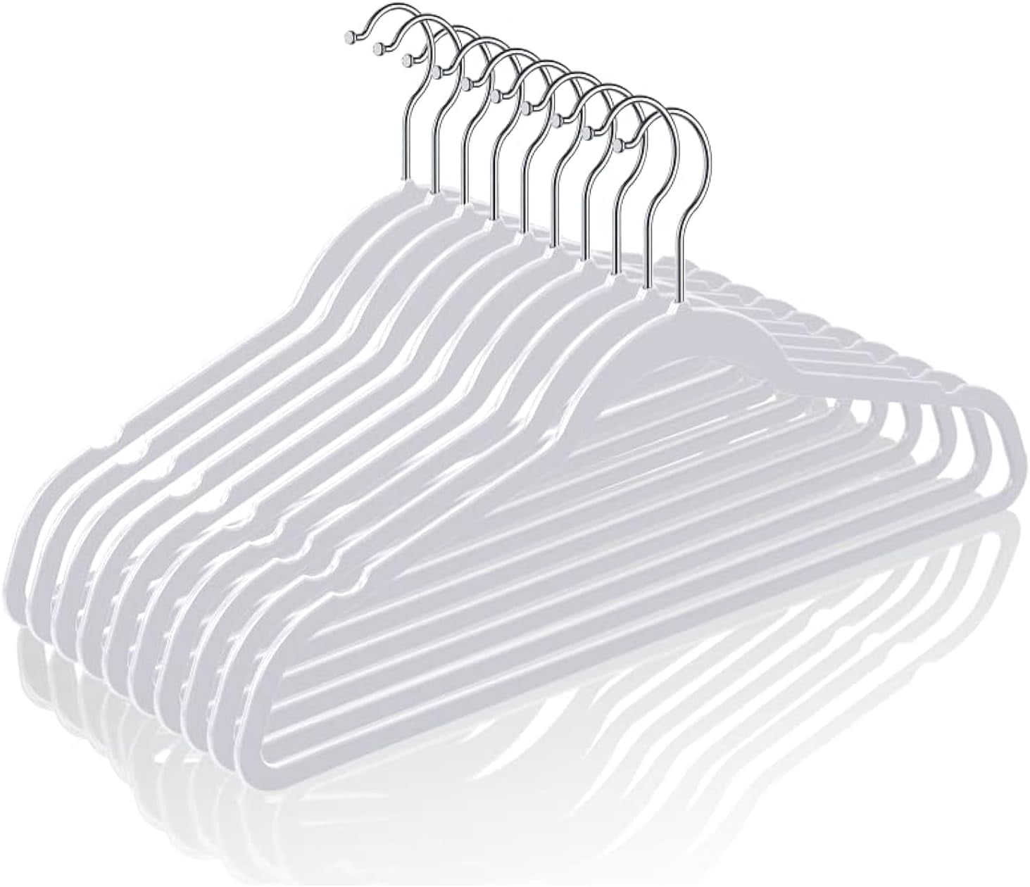50 Plastic Hangers 17.7 Inch Non-Slip, Space Saving Closet Organizers, Heavy Duty Slim Hangers for Pants, Shirts, Coats (Grey, Ultra Thin & Durable)