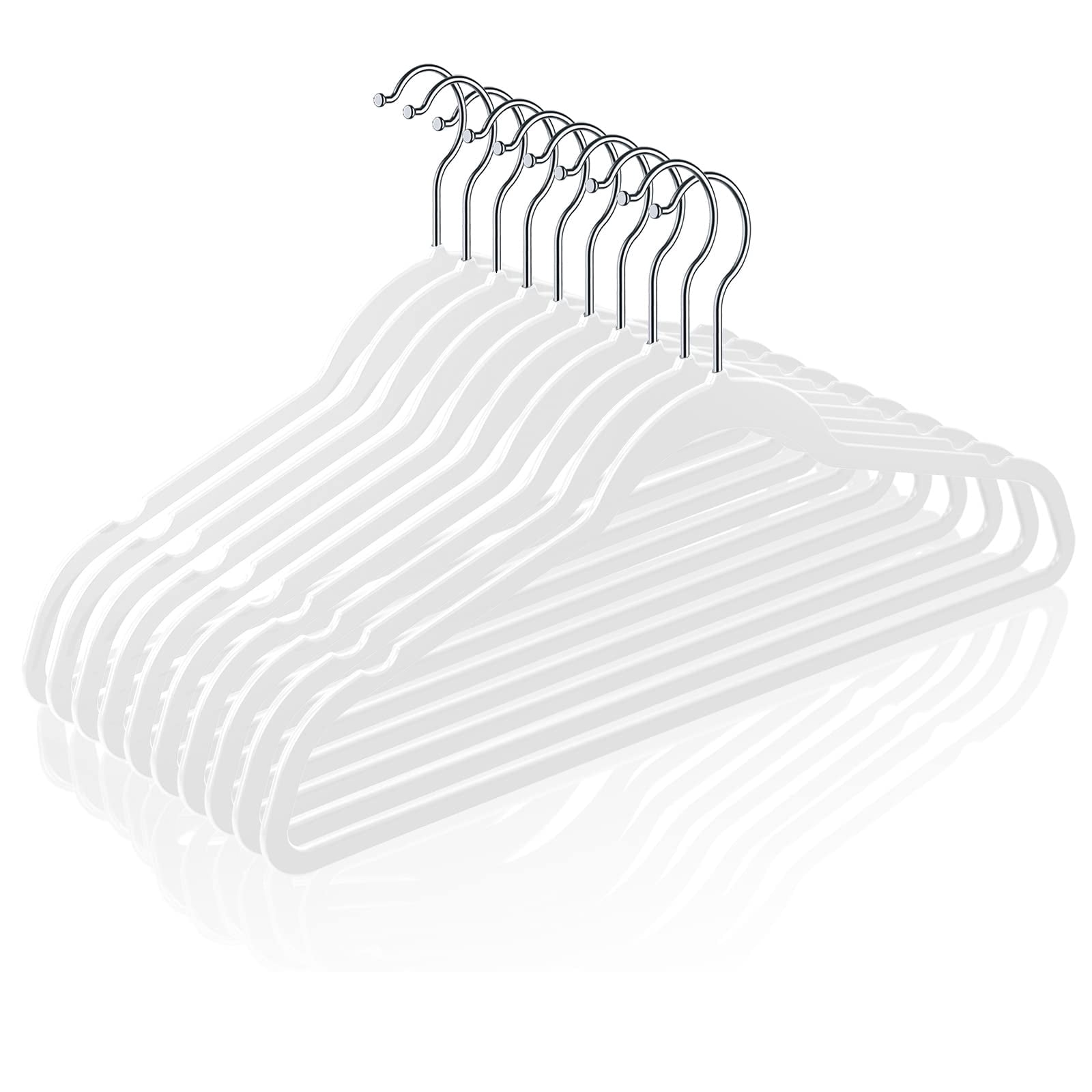50 Plastic Hangers 17.7 Inch Non-slip  Space Saving Closet Organizers Heavy Duty Slim For Pants Shirts Coats (white Ultra Thin & Durable)