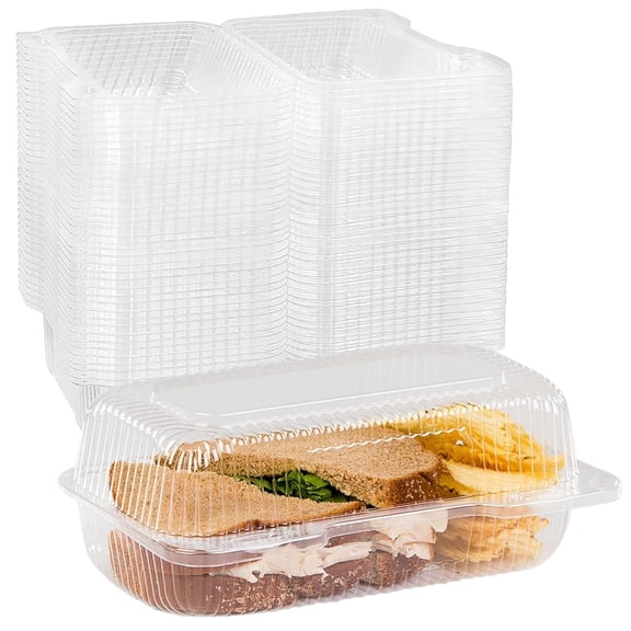 50 Plastic Takeout Clamshell Food Containers | 9" X 5" X 3" Clear Lid Packaging Boxes | Chocolate Covered Strawberry Boxes, to Go Treat Boxes, Bakery Supplies, Cake, Cookie, Dessert, Salad Containers