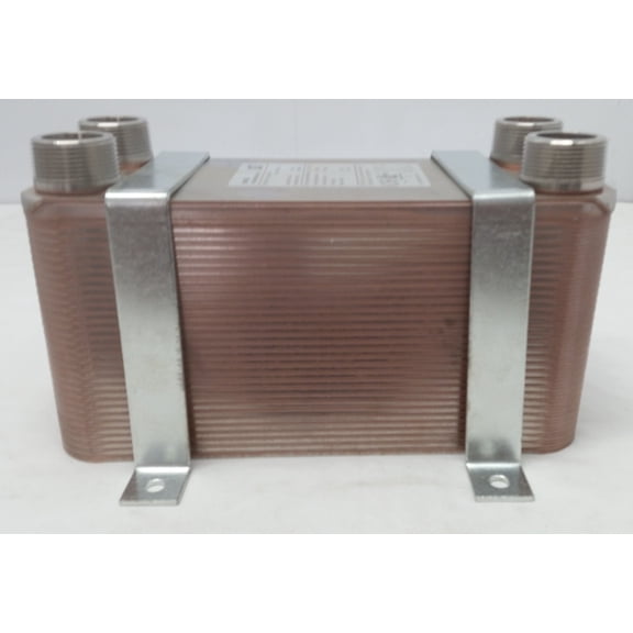 50 Plate Water to Water Brazed Plate Heat Exchanger 1" MPT Ports w/ Brackets