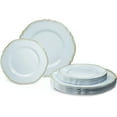 thumbnail image 1 of 50 Plates Pack (25 Guests)-Heavyweight Wedding Party Disposable Plastic Plate Set -25 x 10.25'' Dinner + 25 x 7.5'' Salad/dessert plates (Rochelle White and Gold), 1 of 9