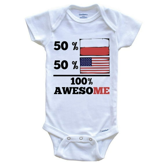 50% Polish 50% American 100% Awesome Funny Baby Bodysuit - Polish Flag Poland Baby Bodysuit