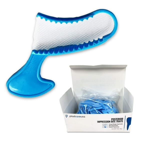 50 Posterior Dental Bite Registration Impression Trays, 1 Box of Blue Bite Trays