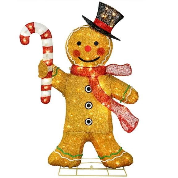 50" Pre-Lit Outdoor Gingerbread Man Christmas Holiday Dcor with 120 Warm White Twinkling LED Lights