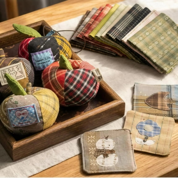 50 Primitive Plaids Homespun Cotton Fabric 3.93" x 3.93" Precut Quilt Squares Charm Pack
