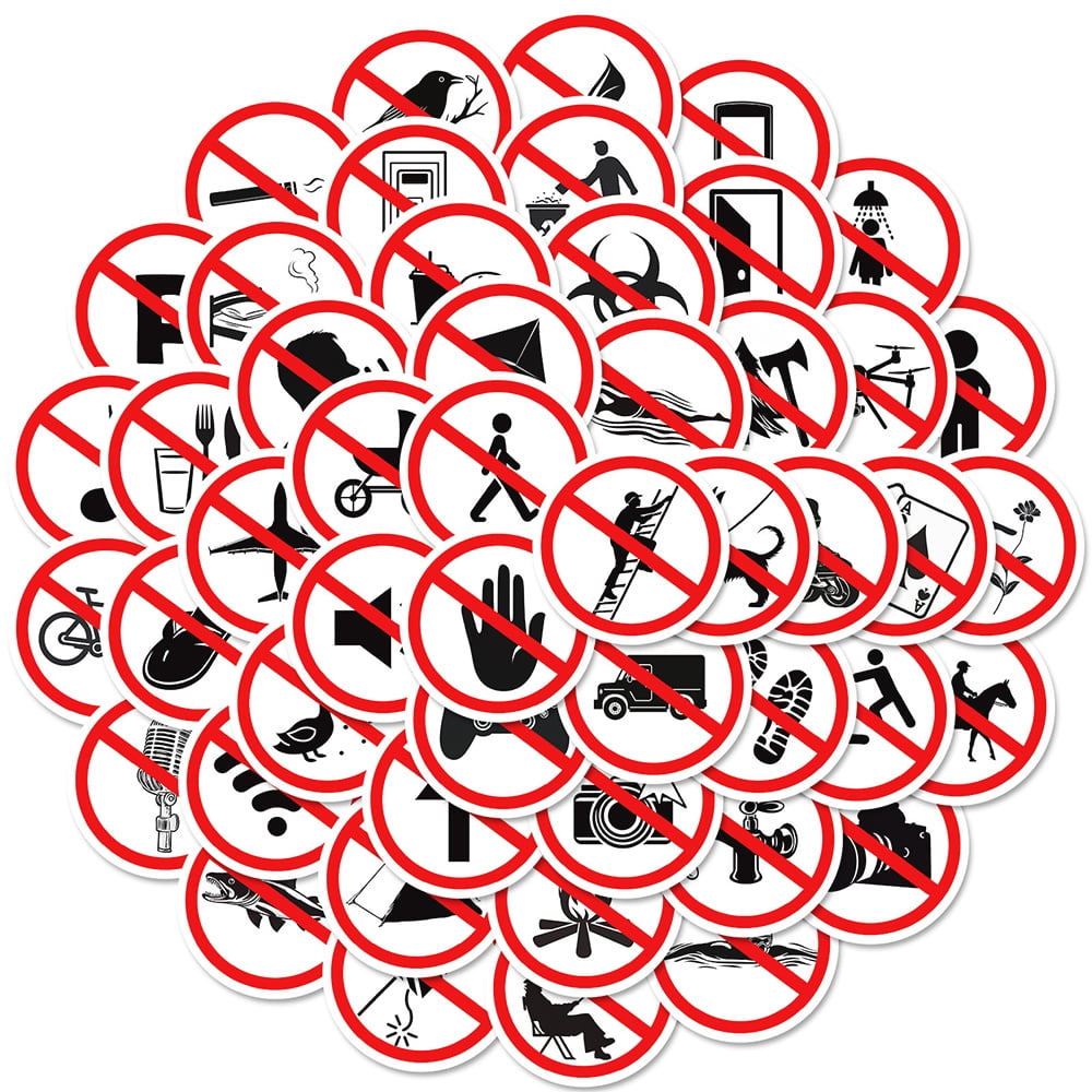 50 Prohibited Label Stickers Creative Fun Waterproof Stickers - Walmart.com
