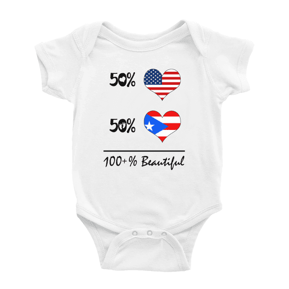 50% Puerto Rican + 50% American = 100+% Beautiful Cute Baby Clothing Bodysuits For Boy Girl