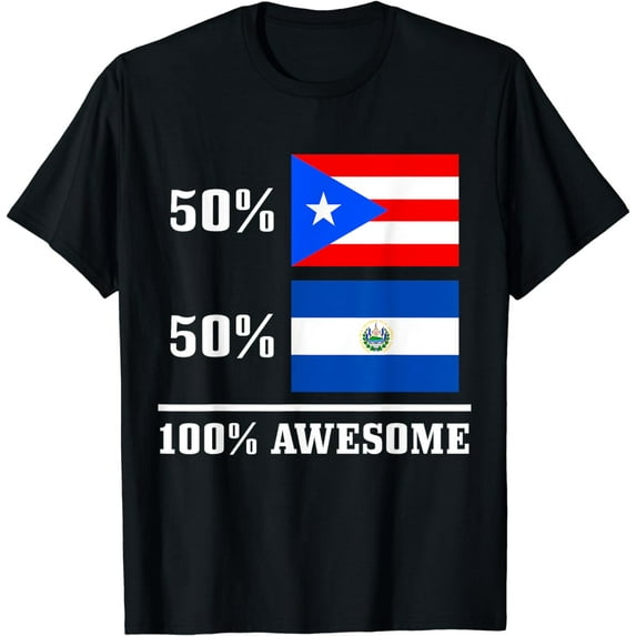 50% Puerto Rico 50% El Salvador Puerto Rican Salvadorian T-Shirt