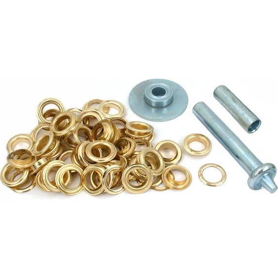 50 Punch Grommets Leatherworking Tent Fabric Gold Tone