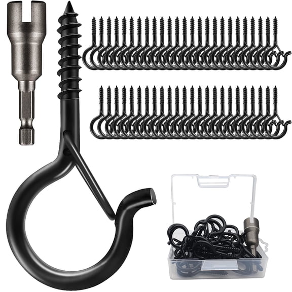 50 Q-hanger Screw Hooks With Safety Buckle, Light Hanger for Outdoor String Fairy Lights