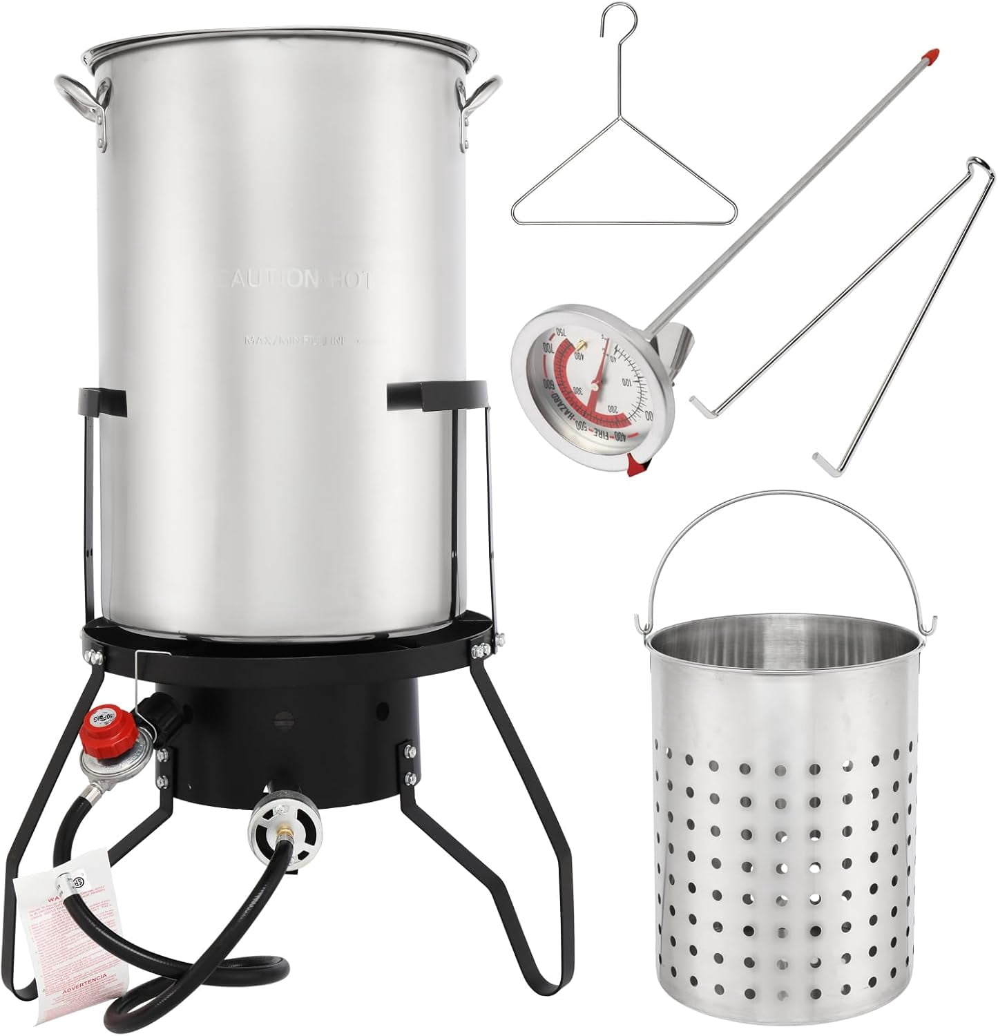 Boler Fish 50 Qt Turkey Deep Fryer Set, Aluminum Fish & Seafood Boiler Steamer ...