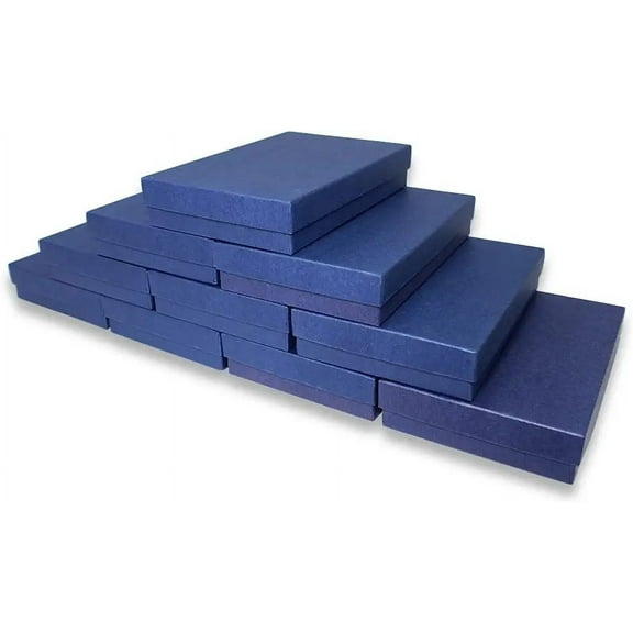 50 Qty - Dark Navy-Blue Cotton Filled Gift Boxes - Size 5 7/16" x 3 1/2" x 1" - USA Made - Holidays/Birthdays/Sales/Storage/Display/Travel - N'icePackaging