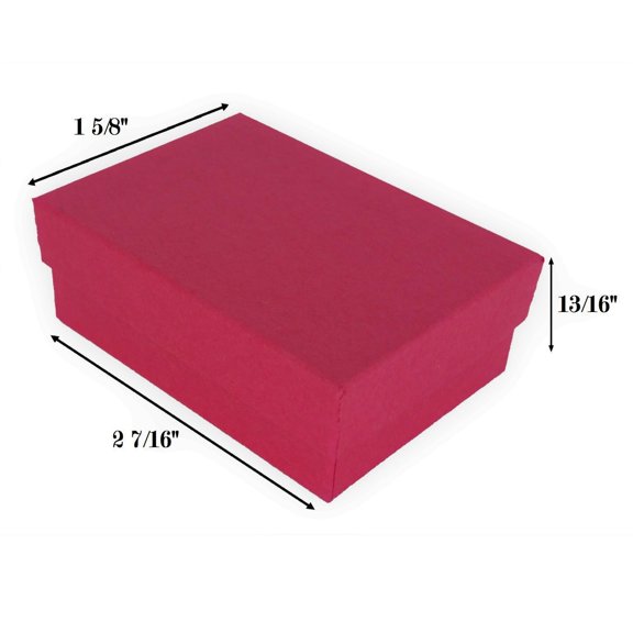 50 Qty - Red-Kraft Cotton Filled Gift Boxes - Size 2 7/16" x 1 5/8" x 13/16" - USA Made - Sales/Gifts/Storage - N'icePackaging