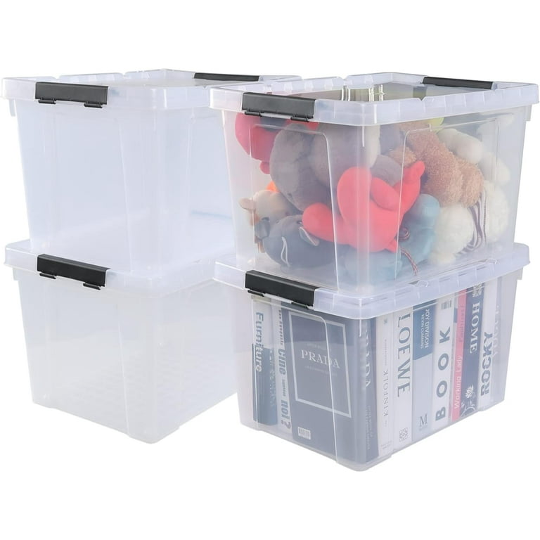 50 Quart Clear Plastic Storage Bins with Lids and Wheels, Clear