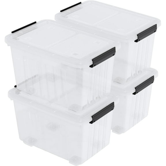 50 Quart Large Plastic Storage Bins with Wheels, Clear Storage Boxes with Lids, 4 Packs