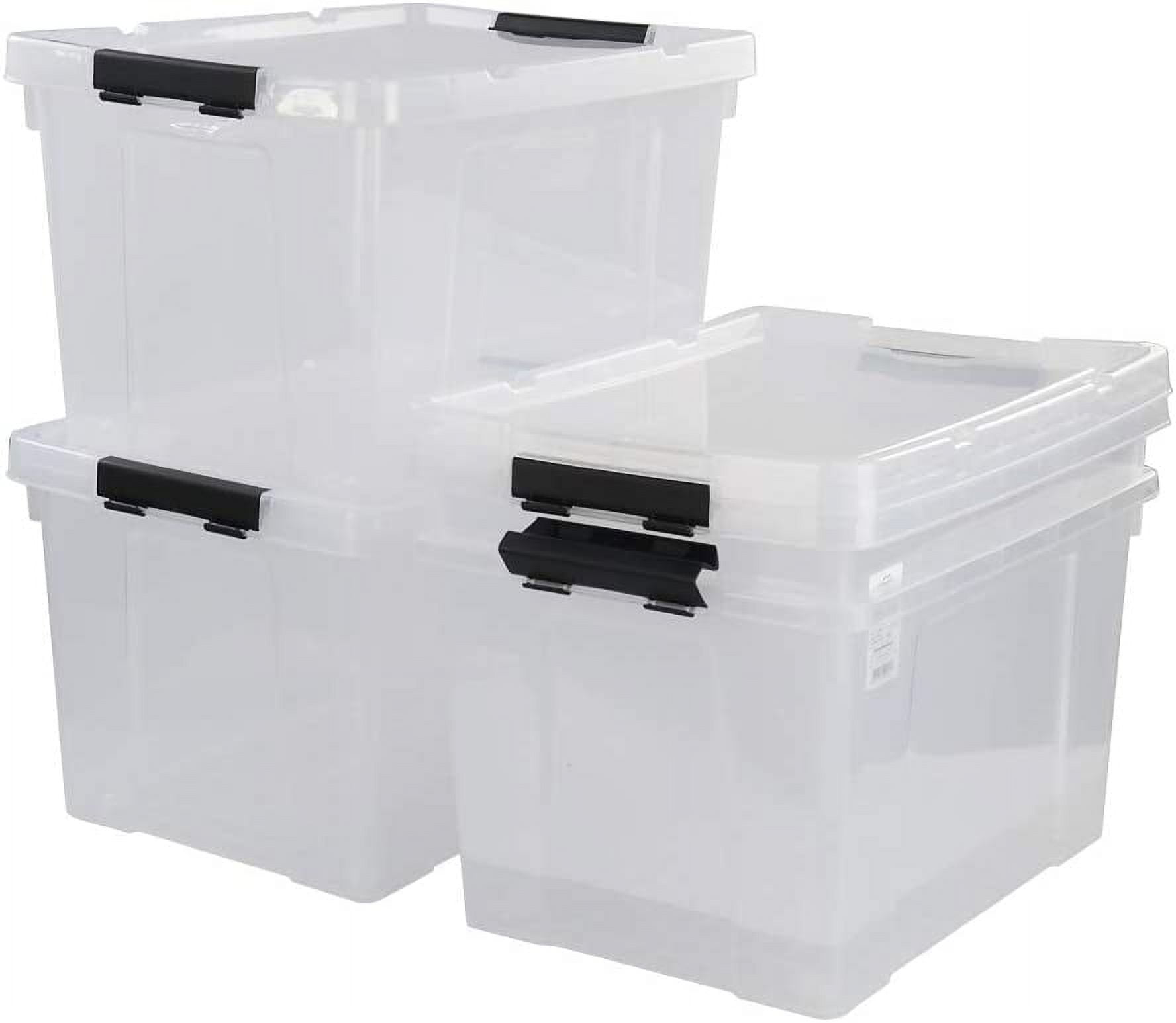 50 Quart Large Storage Bins with Lids, 4 Packs Plastic Clear Storage