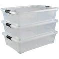 thumbnail image 1 of 50 Quart Plastic Under Bed Storage Box, Clear Underbed Storage Containers with Wheels, 3 Packs, 1 of 7