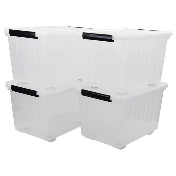 50 Quart Storage Boxes with Wheels, Large Plastic Storage Tote Bins Set of 4