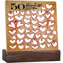 50 Reasons We Love You Sign,50Th Birthday Decorative Ceramic Desk Sign Desk Decor,50Th Birthday Gifts For Women Men,Great 50Th Anniversary Or 50Th Birthday Party Decoration