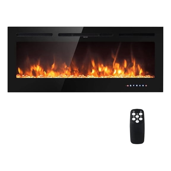 50'' Recessed Electric Fireplace, in-Wall & Wall Mounted Fireplace Heater w/ 9 Flame Colors, 5 Brightness Settings, Control with 8H Timer, Fireplace Insert for Indoor Use (50 Inch)