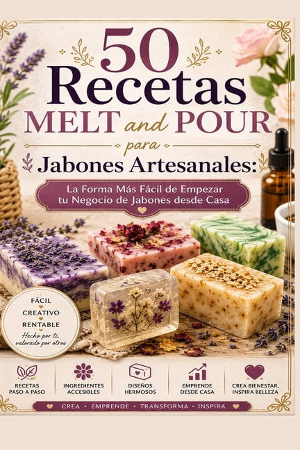 50 Recetas MELT and POUR para Jabones Artesanales: La Forma MÃ¡s FÃ¡cil de Empezar tu Negocio de Jabones desde Casa Paso a, (Paperback)