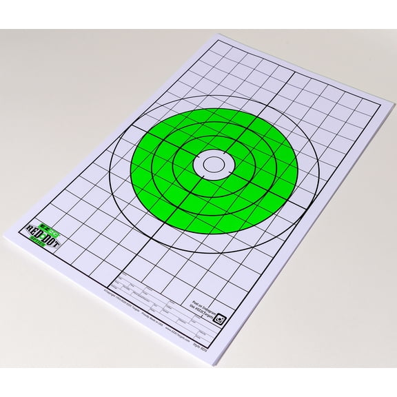 50 EZ2C Red Dot Optics Style 5:  10" Green Shooting Paper Targets 11"x17" (Pack of 50)